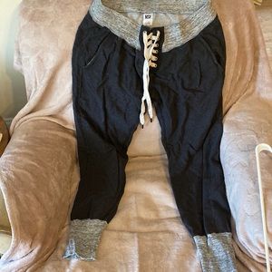 COPY - Black and grey sweatpants, ties crossing the front